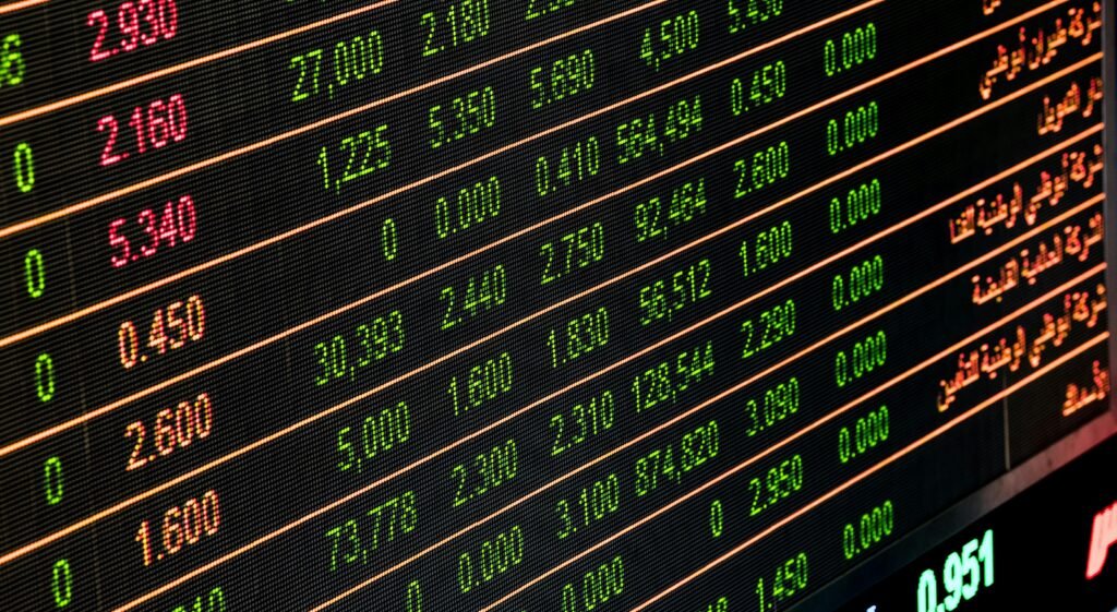 pexels-photo-534216-534216 Detailed view of a stock market screen showing numbers and data, symbolizing financial trading.