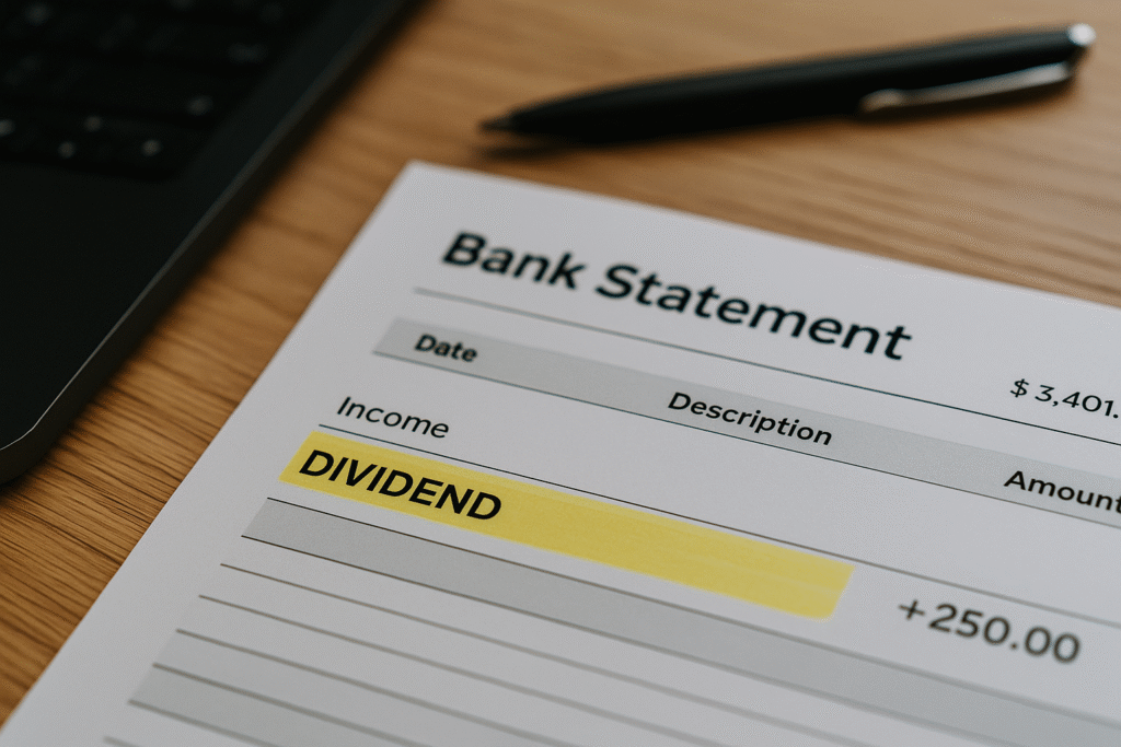 Bank Statement with dividend