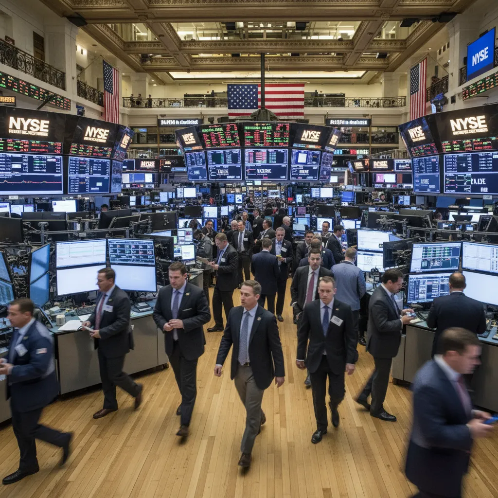Busy NYSE trading floor full of brokers and screens highlights the overhyped investment platforms truth, revealing market frenzy, exaggerated hype, and financial risks behind speculative opportunities.